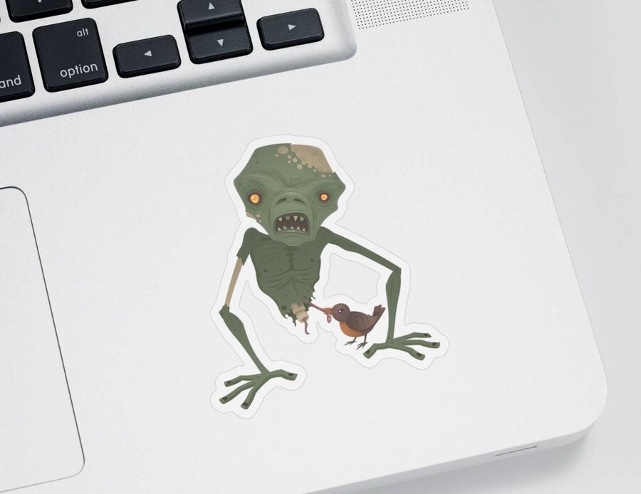 Zombie Sticker featuring the digital art Sickly Zombie by John Schwegel