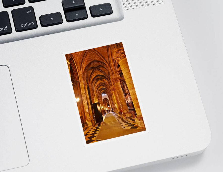 Notre Dame Sticker featuring the photograph Side Hall Notre Dame Cathedral - Paris by Kim Bemis