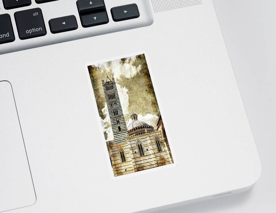 Siena Sticker featuring the photograph Siena Duomo tower and cupola by Weston Westmoreland
