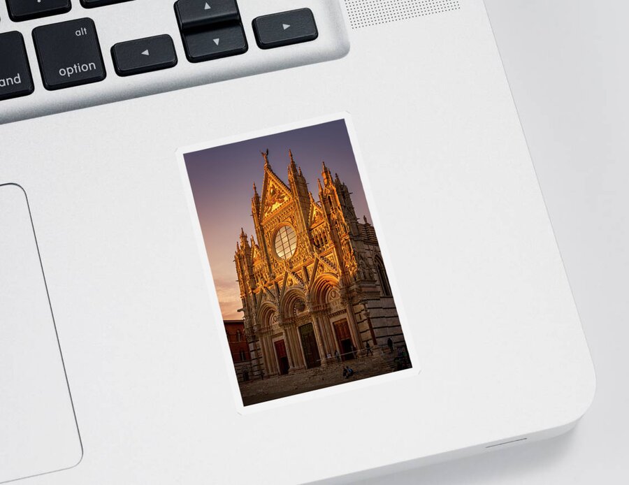 Siena Sticker featuring the photograph Siena Italy Cathedral Sunset by Joan Carroll
