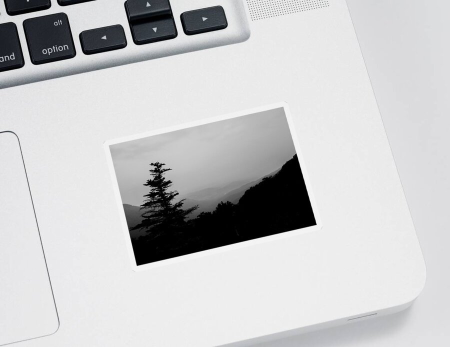 Kelly Hazel Sticker featuring the photograph Silhouette of a Tree in the Mountains by Kelly Hazel