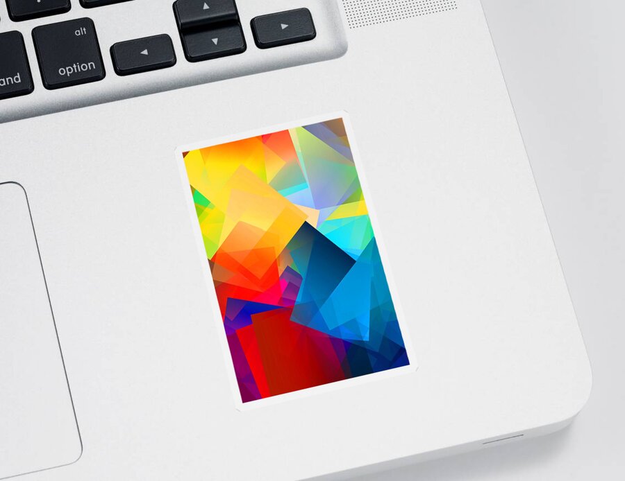 Abstract Sticker featuring the digital art Simple Cubism Abstract 107 by Chris Butler