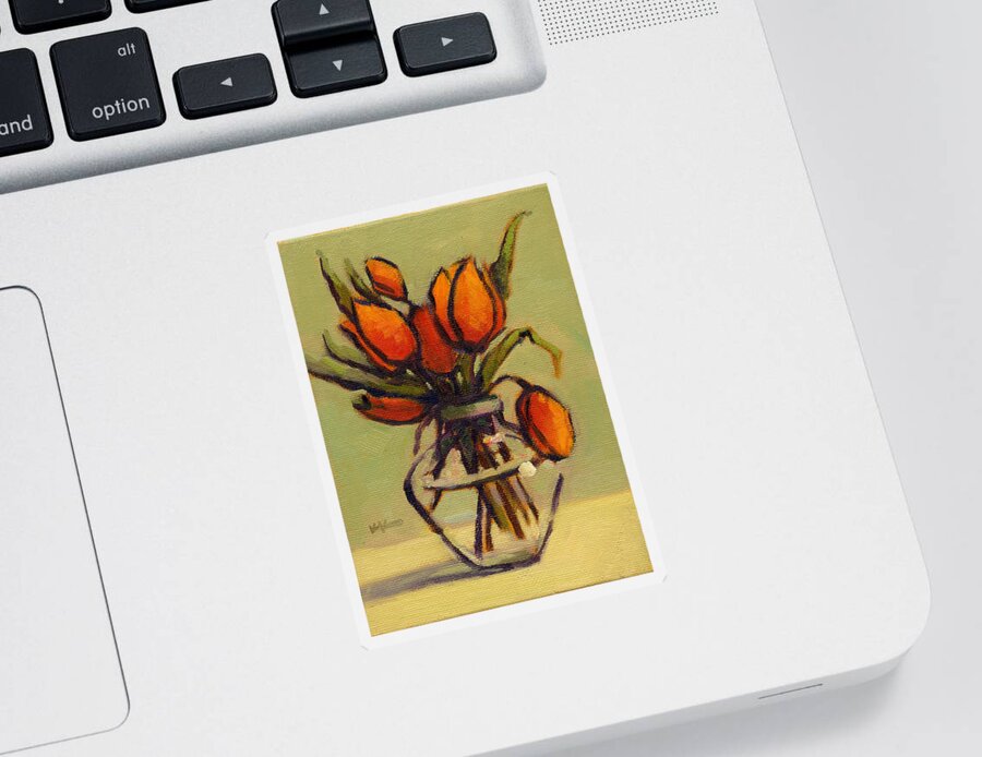 Orange Sticker featuring the painting Simple Elegance by Konnie Kim