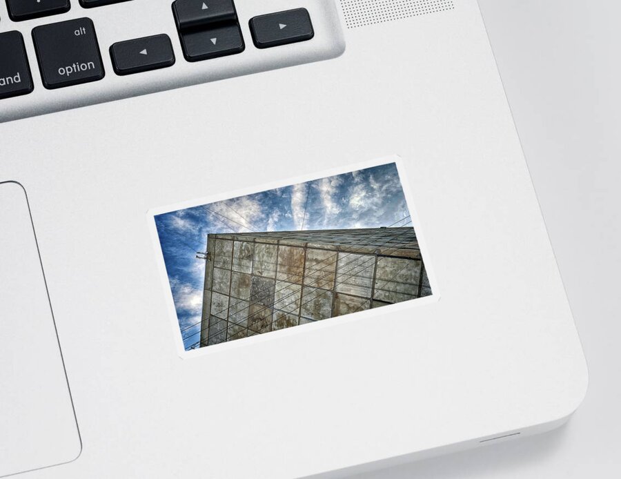 Architecture Sticker featuring the photograph Sinking Building Sky of Dread by John Williams