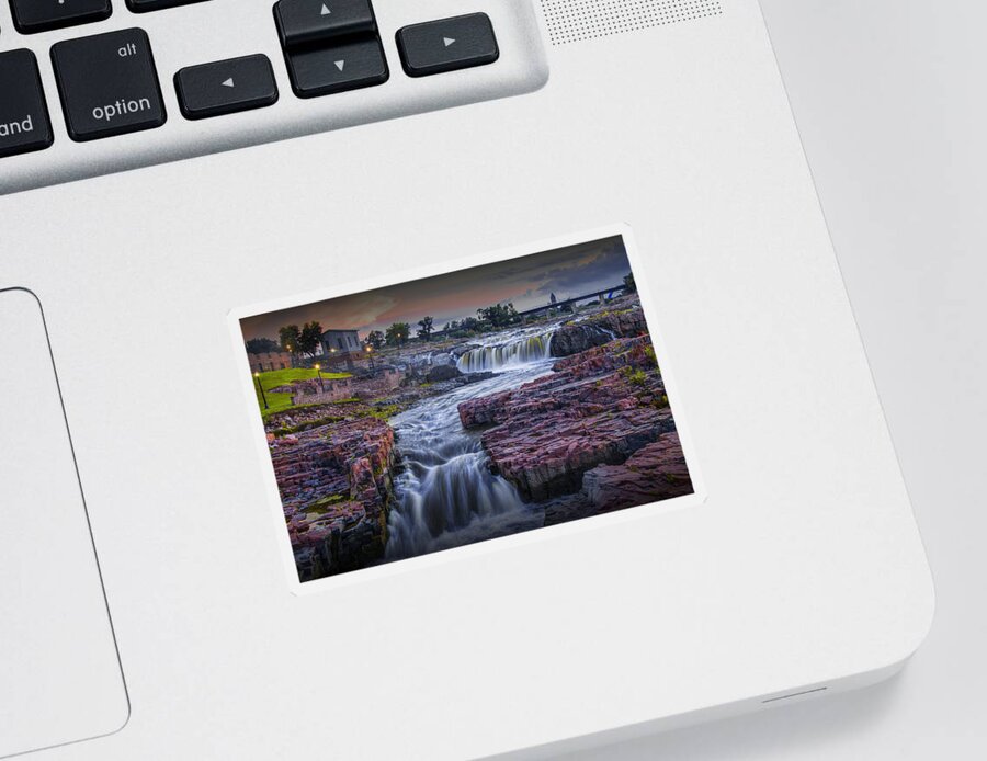 Midwest Sticker featuring the photograph Sioux Falls Waterfalls in Falls Park by Randall Nyhof