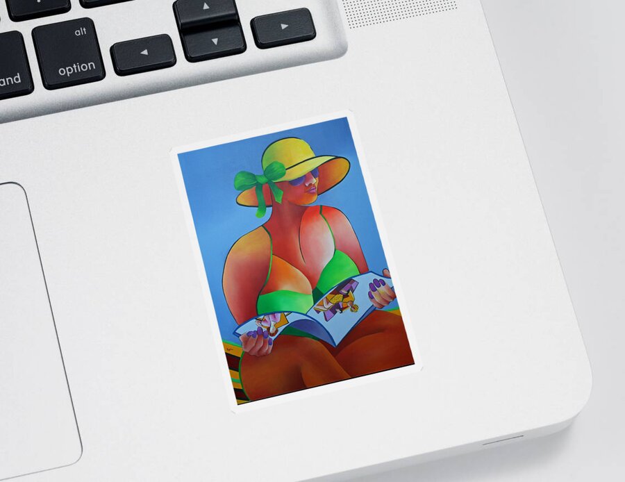 Figurative Sticker featuring the painting Sitting Pretty by Karin Eisermann