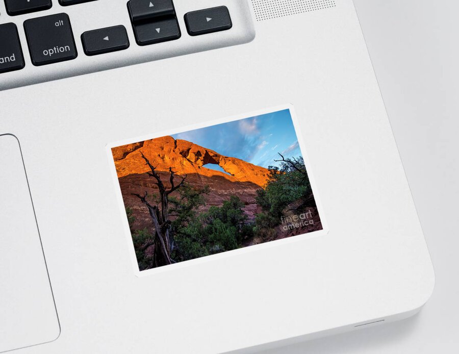 Utah Sticker featuring the photograph Skyline Arch At Sunset - Arches National Park - Utah by Gary Whitton