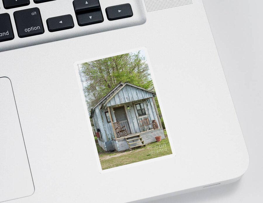 Architecture Sticker featuring the photograph Small blue shack in Clarksdale, Mississippi by Patricia Hofmeester
