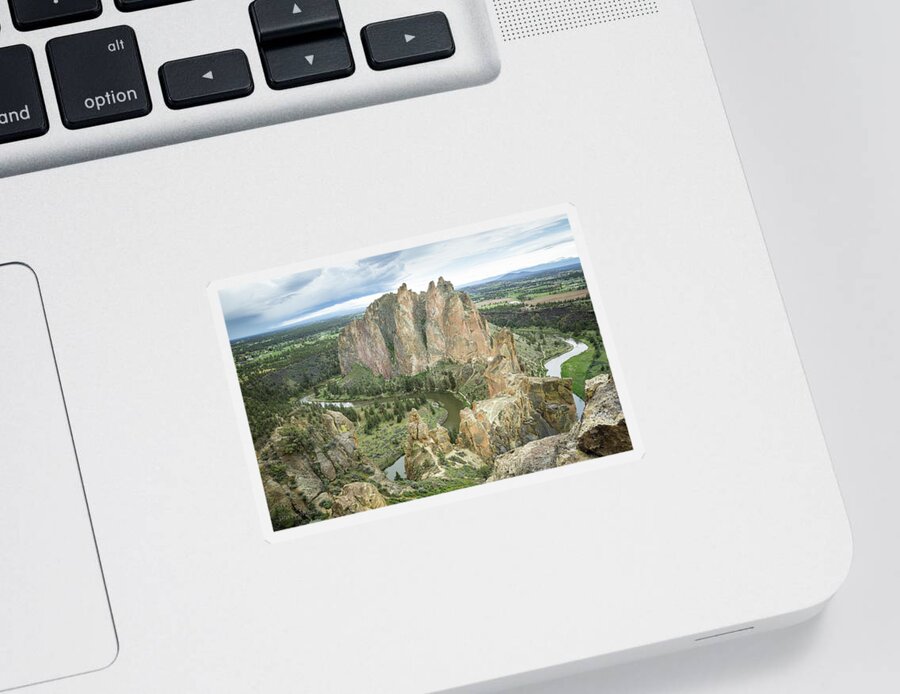 Smithrock Sticker featuring the photograph Smith Rock from Misery Ridge by Tim Newton