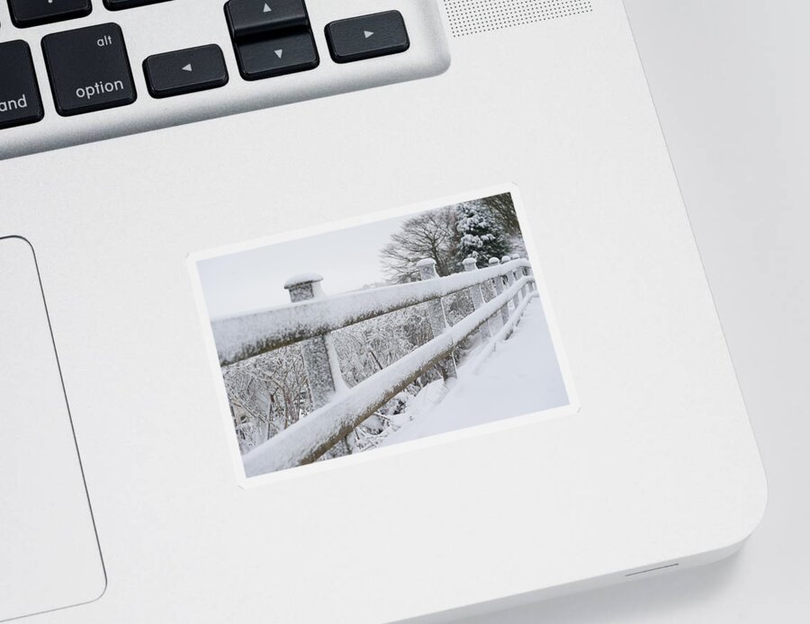 Snow Sticker featuring the photograph Snow Covered Fence by Helen Jackson