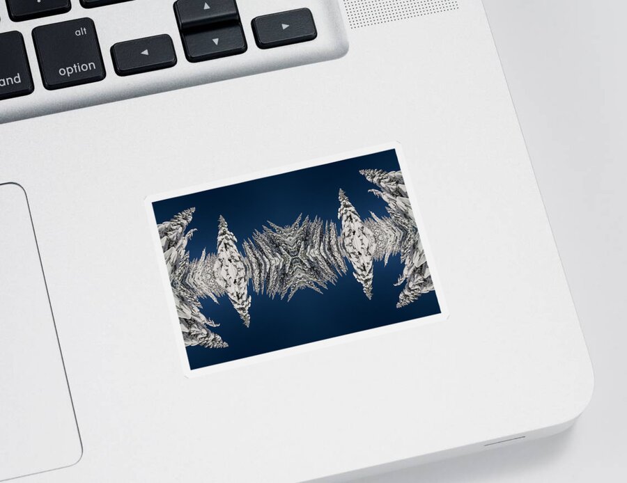 Frost Sticker featuring the digital art Snow Covered Trees Kaleidoscope by Pelo Blanco Photo