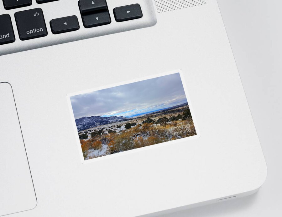 Southwest Landscape Sticker featuring the photograph Snow on the prairie by Robert WK Clark