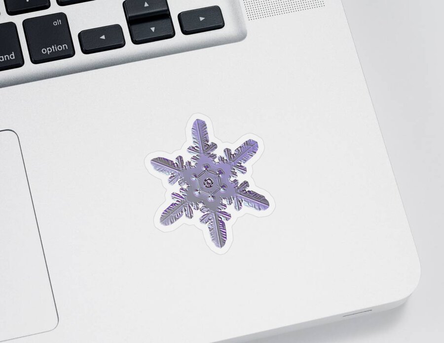 Day Sticker featuring the photograph Snowflake photo - Heart-powered star by Alexey Kljatov