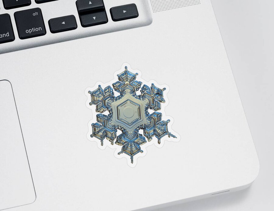 Snowflake Sticker featuring the photograph Snowflake photo - Iron crown by Alexey Kljatov