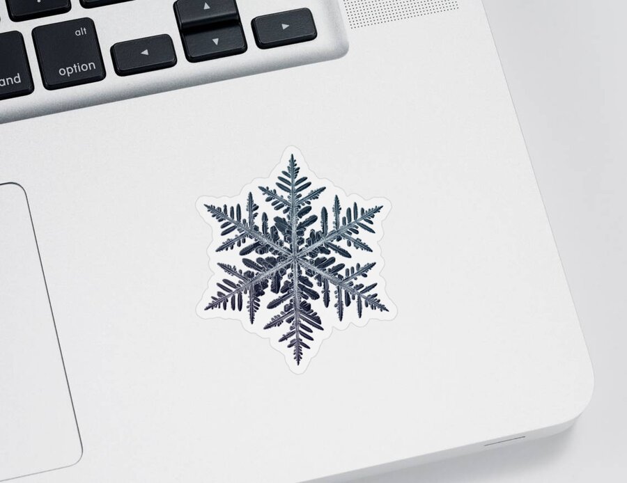 Snowflake Sticker featuring the photograph Snowflake photo - Neon by Alexey Kljatov