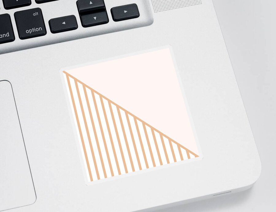 Pink Sticker featuring the digital art Soft Blush and Coral Stripe Triangles by Linda Woods
