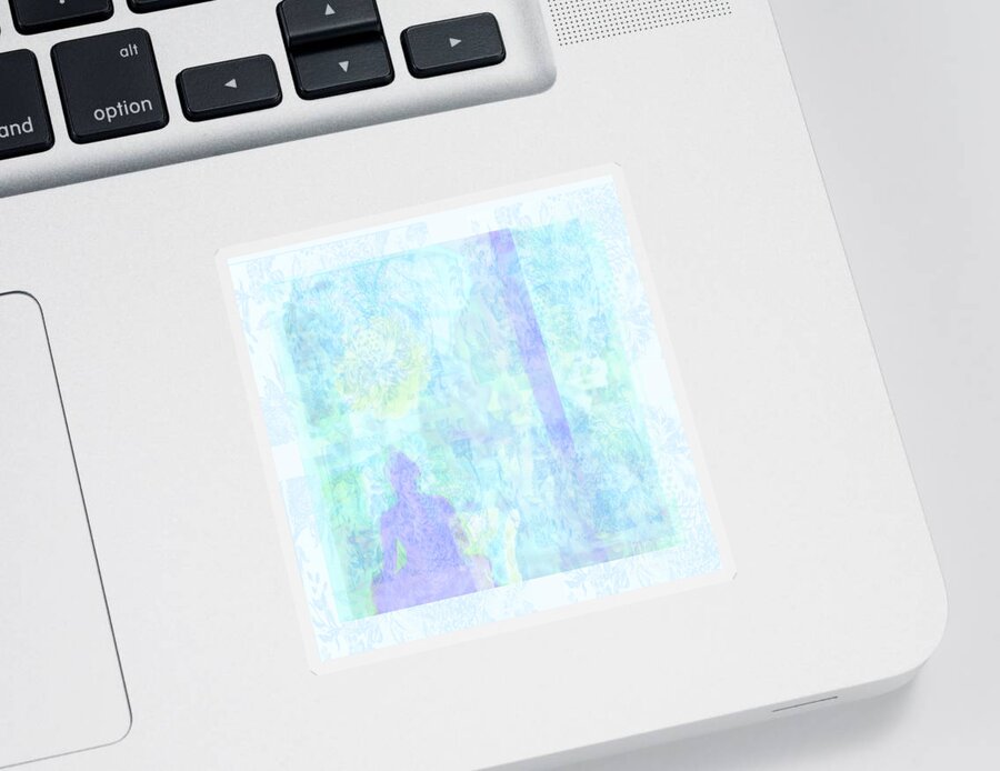 Square Sticker featuring the mixed media Soft Landings by Zsanan Studio