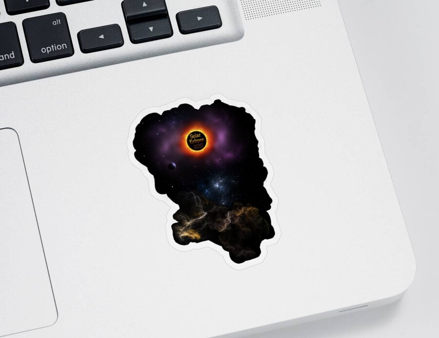 Solar Eclipse Sticker featuring the digital art Solar Eclipse 2017 Nebula Bloom by Rolando Burbon