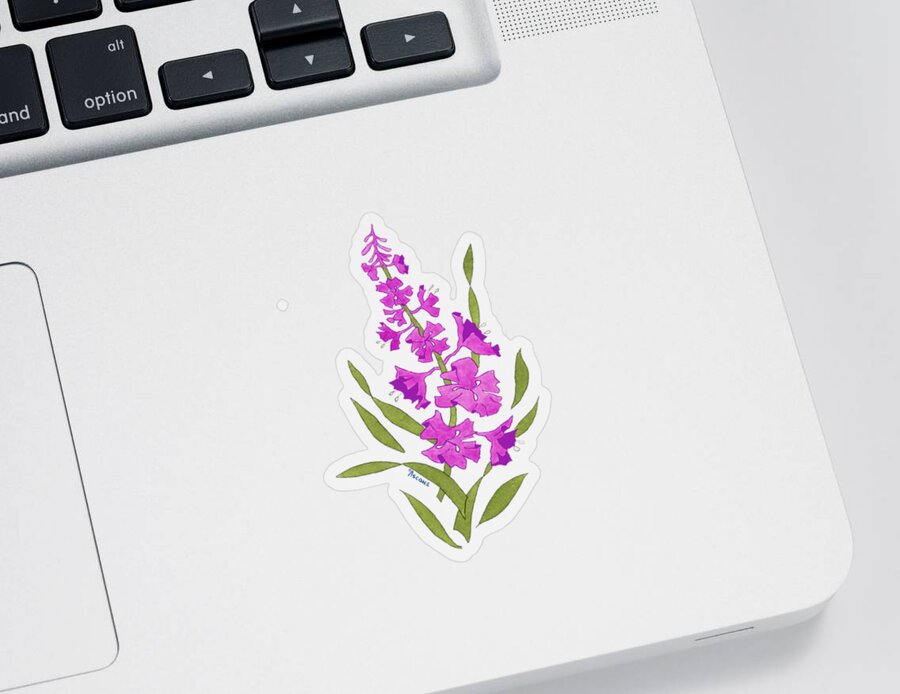 Solo Fireweed Shirt Image Sticker featuring the painting Solo Fireweed Shirt image by Teresa Ascone