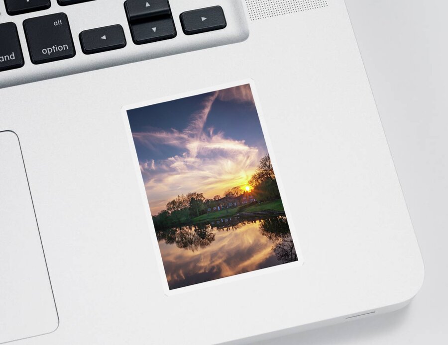 Berkshire Sticker featuring the photograph Sonning Sunset Reflections by Framing Places