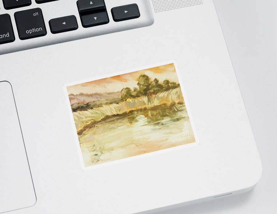 Modern Sticker featuring the painting Sonoma Pond CA by Gordon Punt