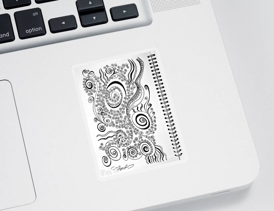 Abstract Sticker featuring the drawing Sound of the Lines by Fei A