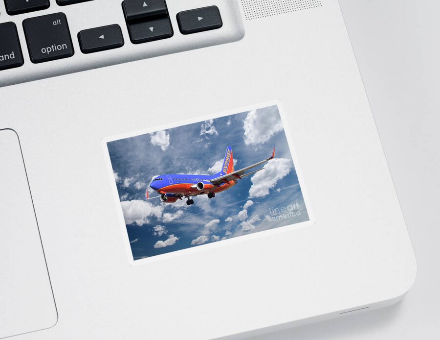 Boeing Sticker featuring the digital art Southwest Airlines Boeing 737 by Airpower Art