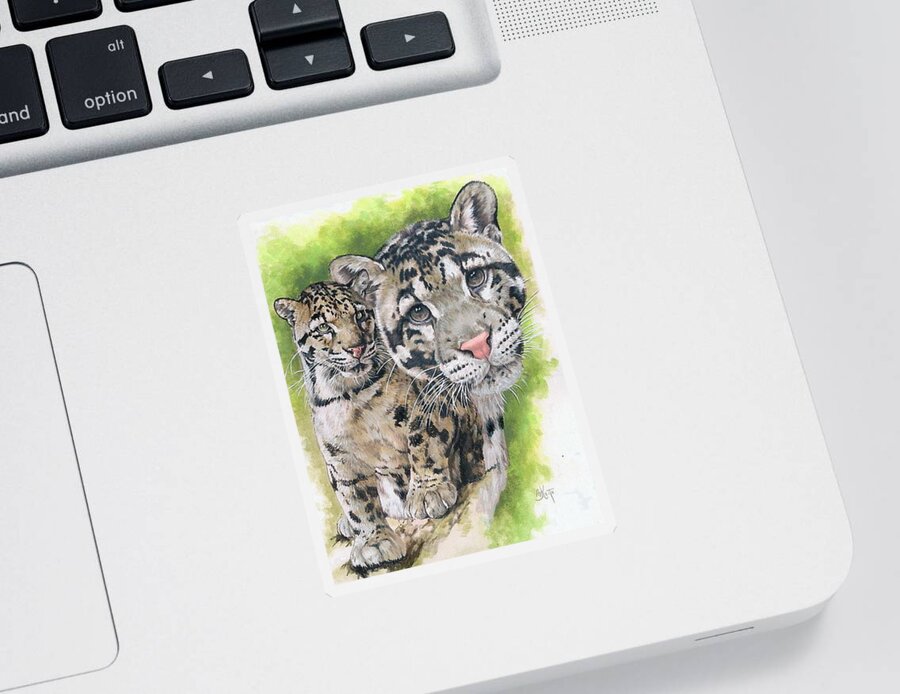 Clouded Leopard Sticker featuring the mixed media Sovereignty by Barbara Keith