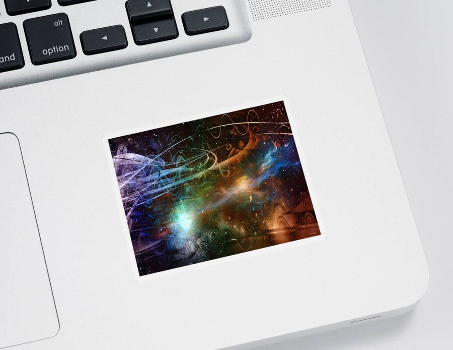 Space Time Continuum Sticker featuring the digital art Space Time Continuum by Linda Sannuti