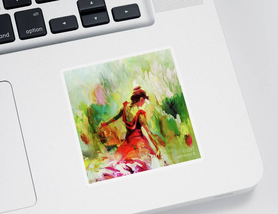 Dance Sticker featuring the painting Spanish Female art 56y by Gull G