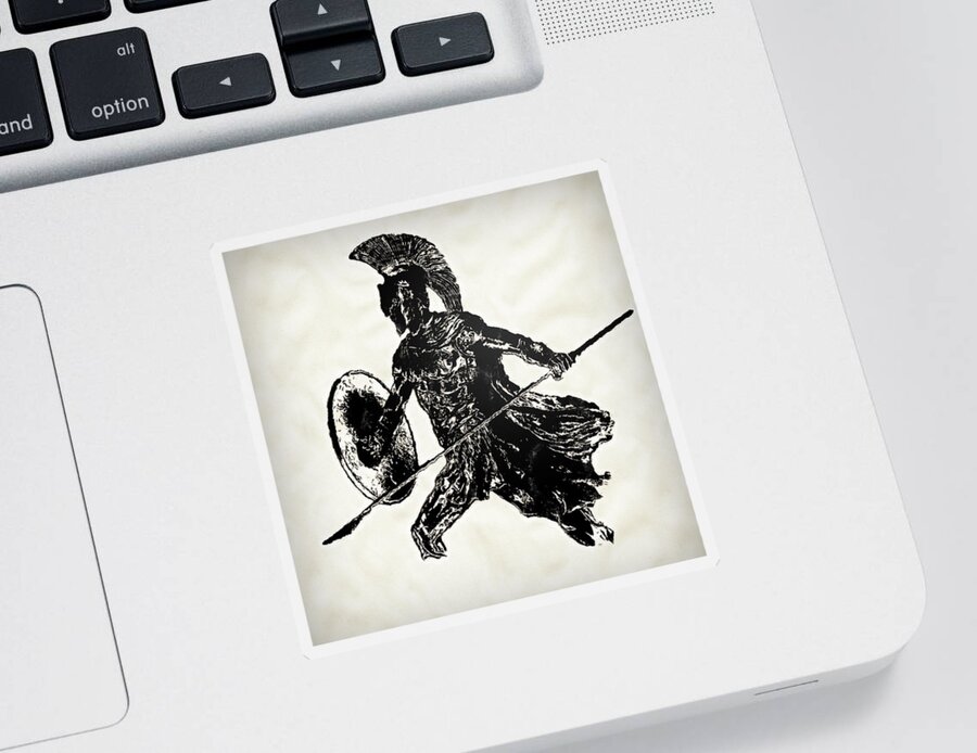 Spartan Warrior Sticker featuring the painting Spartan Hoplite - 17 by AM FineArtPrints