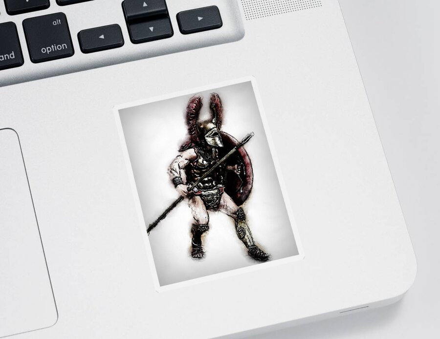 Spartan Warrior Sticker featuring the painting Spartan Hoplite - 24 by AM FineArtPrints