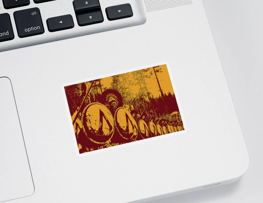 Spartan Warrior Sticker featuring the digital art Spartan Hoplites - Wall of Spears by AM FineArtPrints