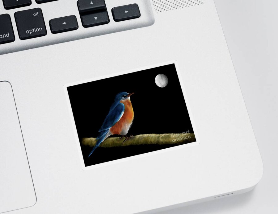 Bluebird Sticker featuring the digital art Spellbound By The Light Of The Silvery Moon by Lois Bryan