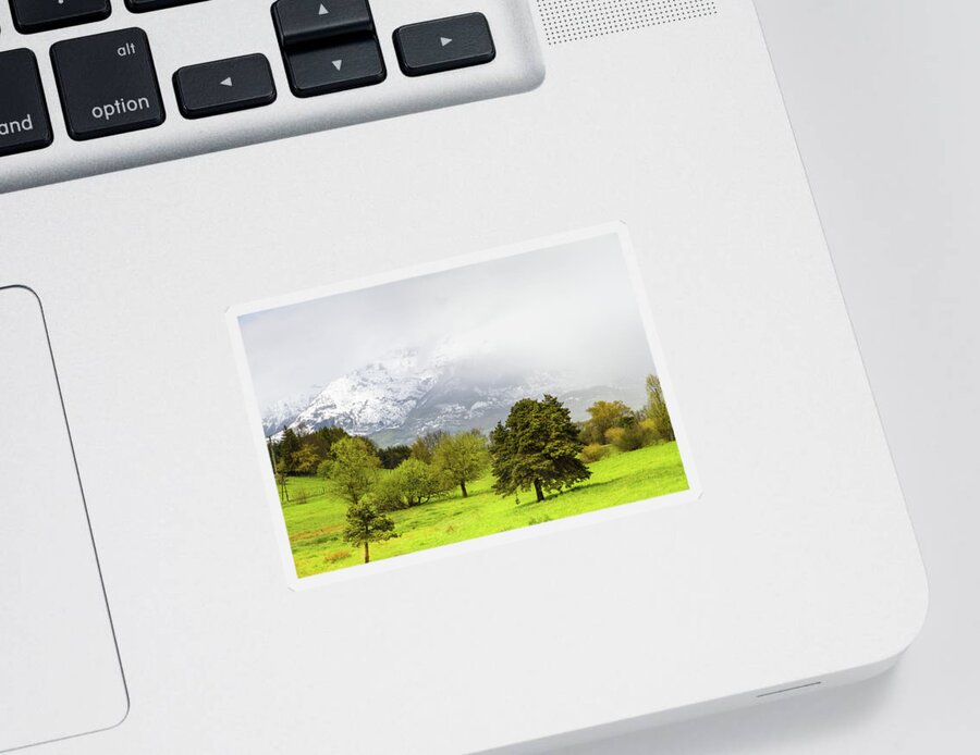 Mountain Landscape Sticker featuring the photograph Spring in French Alps - 1 by Paul MAURICE