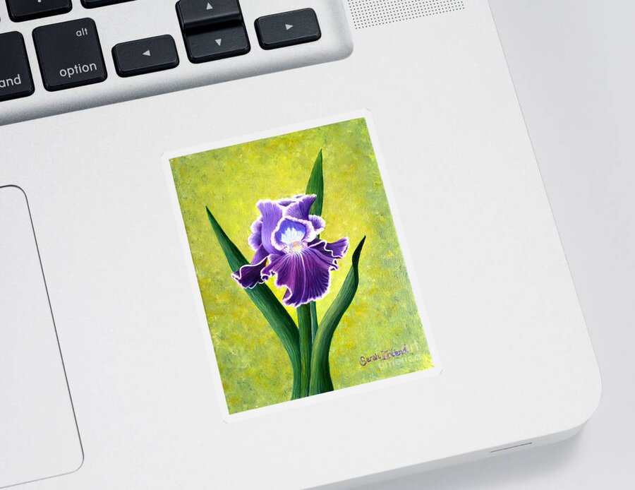 Portrait Sticker featuring the painting Spring Iris by Sarah Irland