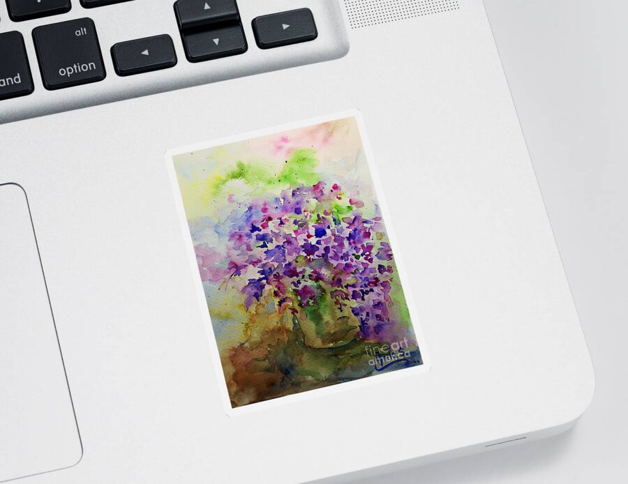 Spring Sticker featuring the painting Spring Purple Flowers Watercolor by Amalia Suruceanu