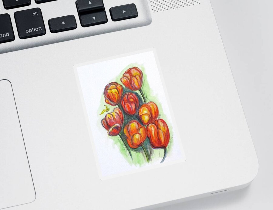 Tulips Sticker featuring the painting Spring Tulips by Clyde J Kell