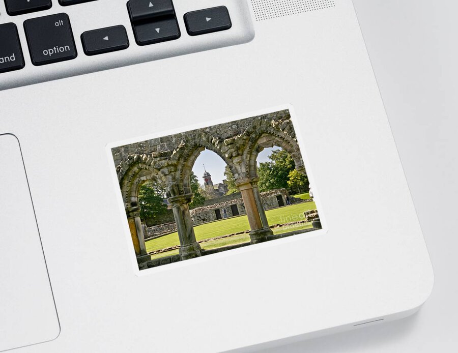 Cloister Sticker featuring the photograph St. Andrew's Cathedral. Cloister. by Elena Perelman