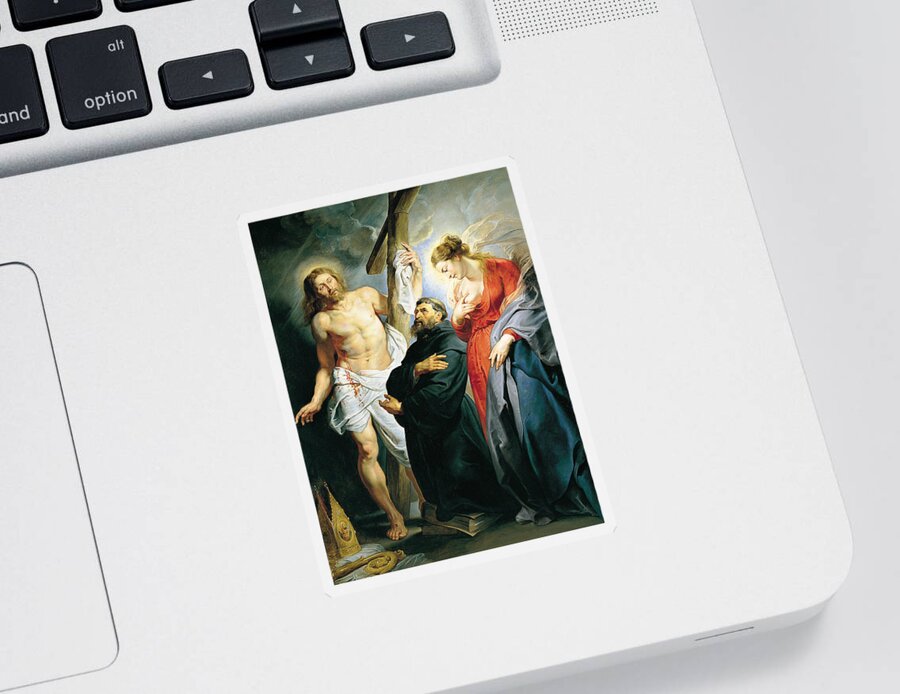 Flemish Painters Sticker featuring the painting St. Augustine between Christ and the Virgin by Peter Paul Rubens