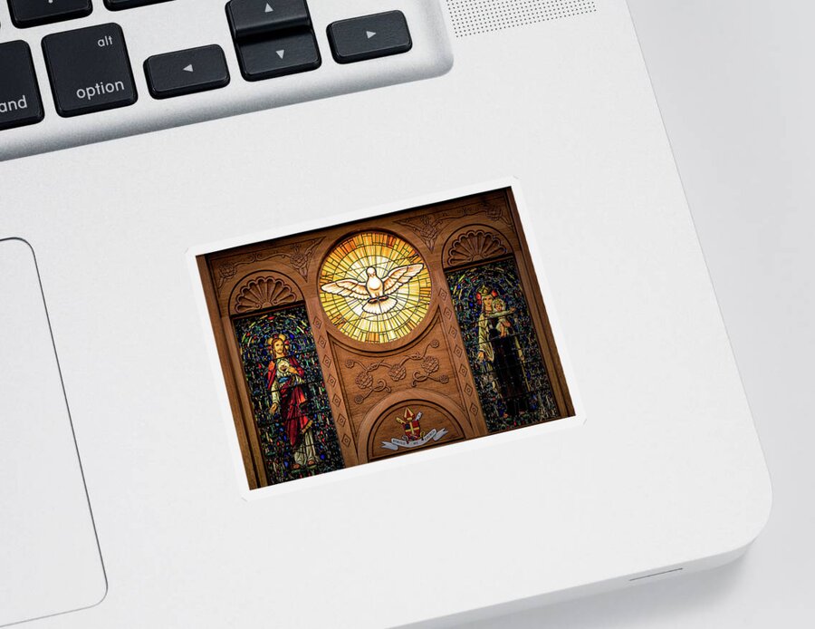 Basilica Sticker featuring the photograph St Francis Cathedral Window by Paul LeSage