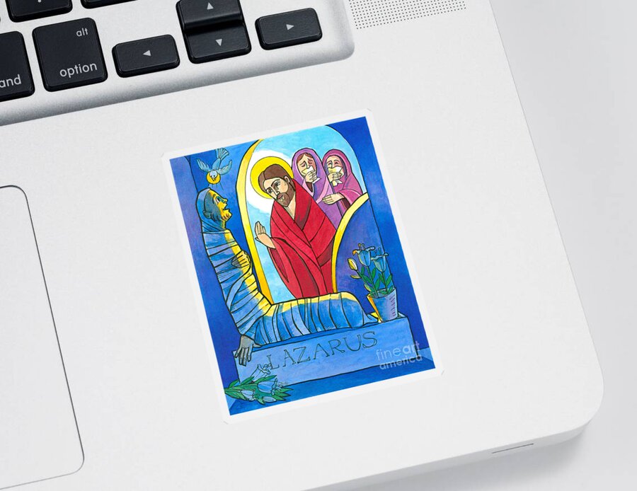 St. Lazarus Sticker featuring the painting St. Lazarus - MMLZR by Br Mickey McGrath OSFS