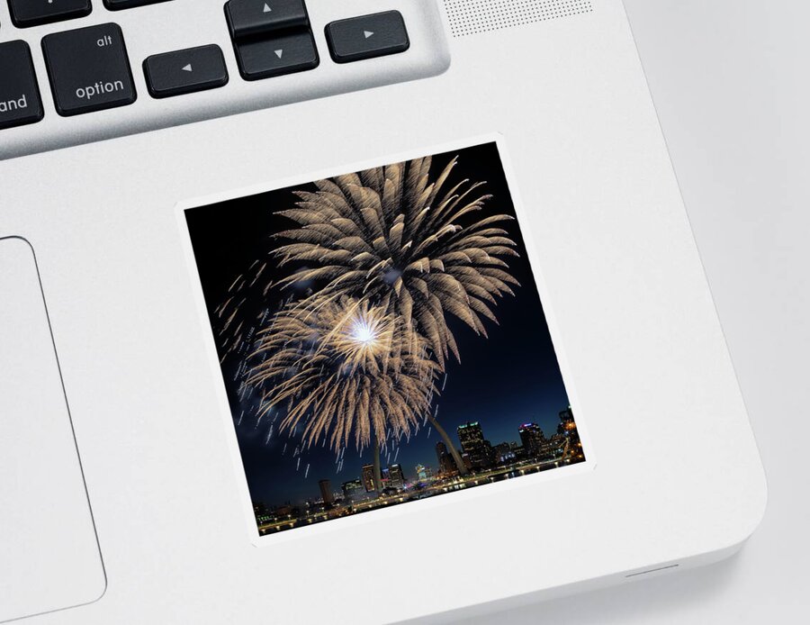 Fireworks Sticker featuring the photograph St Louis Celebration by Susan Rissi Tregoning