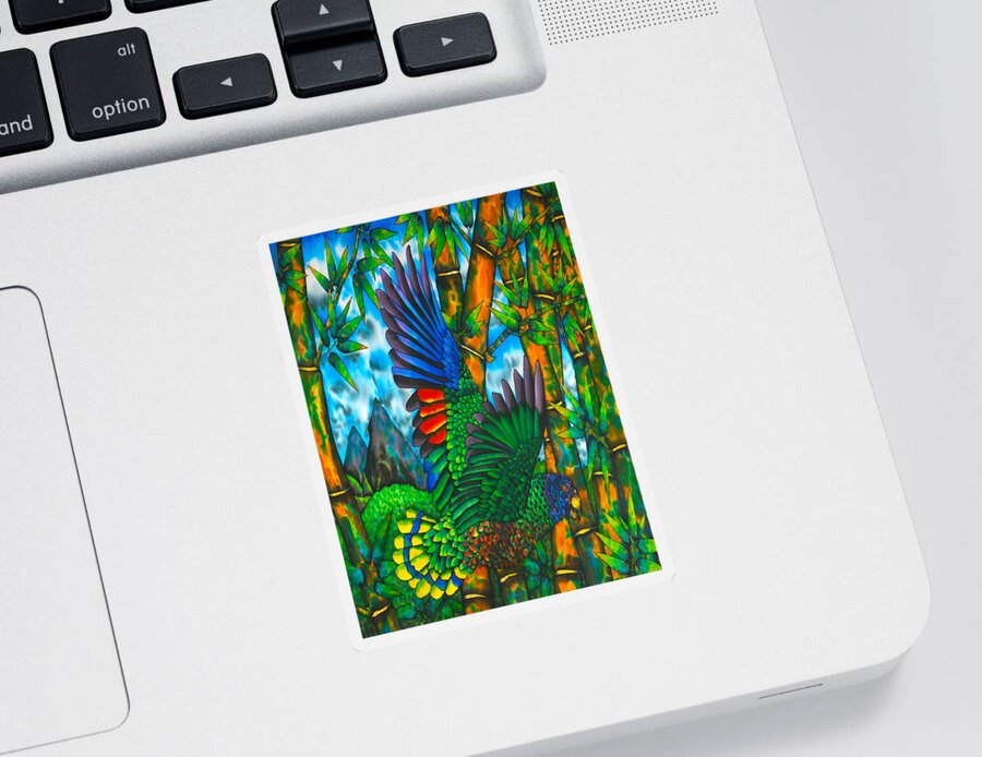 St. Lucia Parrot Sticker featuring the painting Gwi Gwi St. Lucia Amazon Parrot - Exotic Bird by Daniel Jean-Baptiste