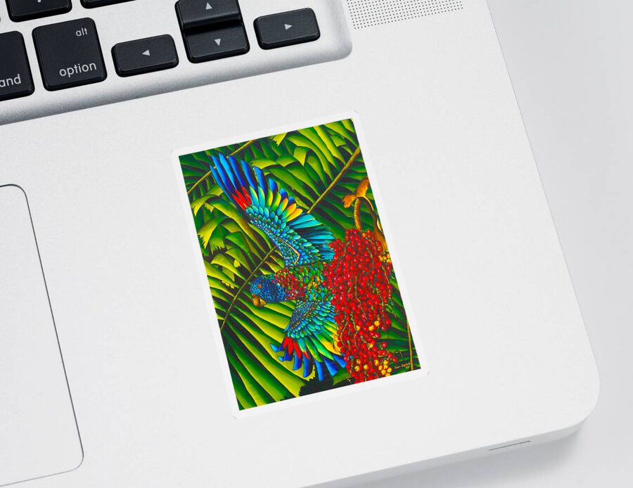St. Lucia Parrot Sticker featuring the painting Amazona Versicolor - Exotic Bird by Daniel Jean-Baptiste