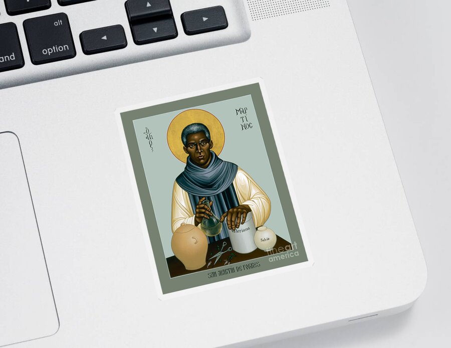 St. Martin De Porres Sticker featuring the painting St. Martin de Porres - RLMPC by Br Robert Lentz OFM