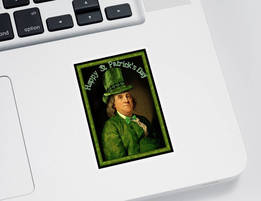Ben Franklin Sticker featuring the painting St Patrick's Day Ben Franklin by Gravityx9 Designs