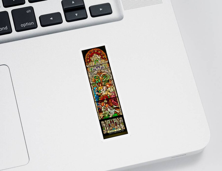 Cathedral Of The Plains Sticker featuring the photograph Stained Glass Scene 1 - 3 by Adam Jewell