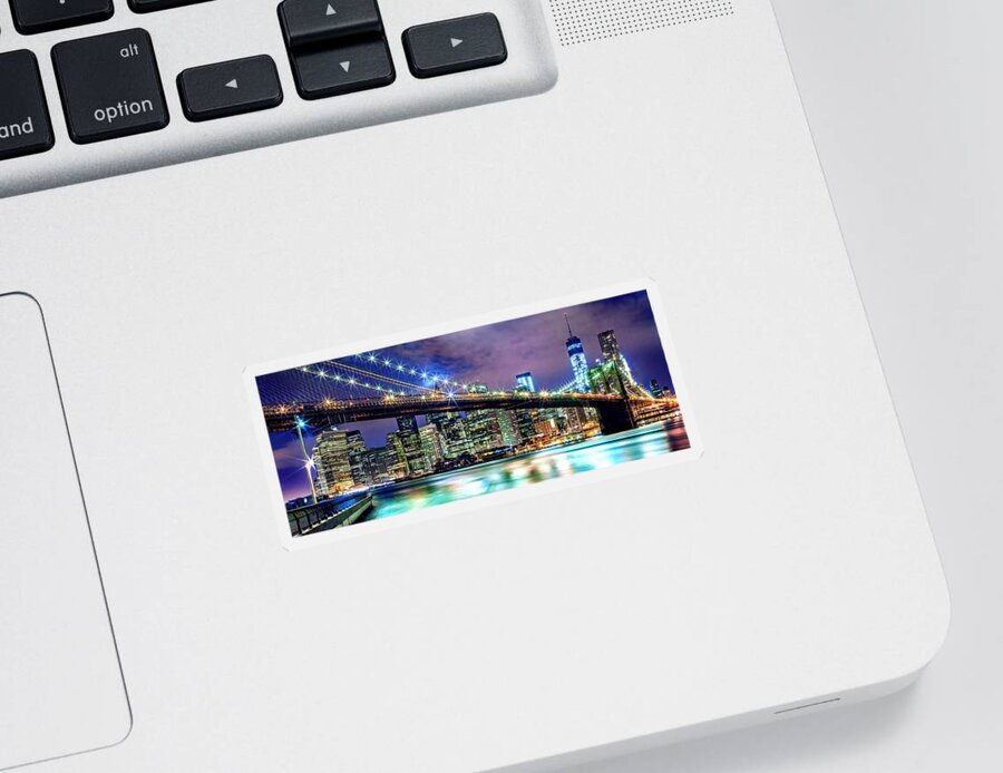 New York City Sticker featuring the photograph Star Spangled Skyline by Az Jackson