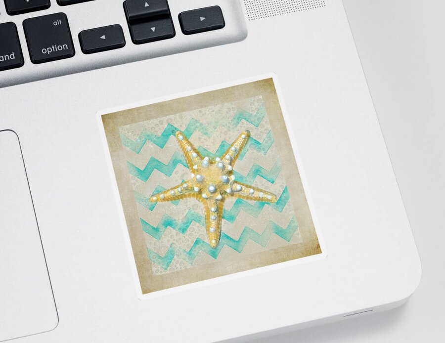 Knobby Starfish Sticker featuring the photograph Starfish In Modern Waves by Sandi OReilly